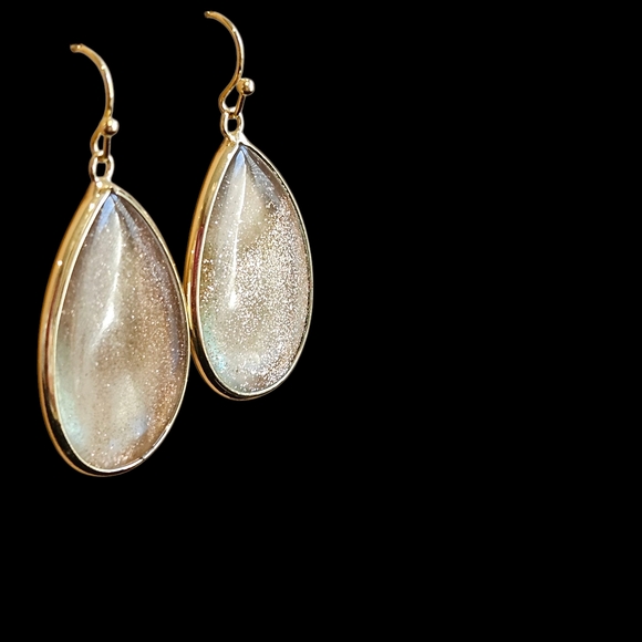 NWT - 18k Gold Celestial Glitter Teardrop Earrings - Picture 5 of 13